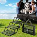Dog Stairs for Large Dogs, Adjustable Extra Wide Steps for Dogs with Non-Slip Surface and Reflective Strips, Portable Folding Dog Steps for Car, Truck and SUV, Supports Up to 400LBS, 5 Steps