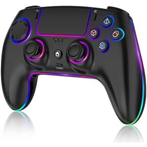 MYSTILUCK Wireless Pro Controller for PS5/Pro/PC/MAC/Mobile/Steam Deck, Gamepad with 7 Color RGB Lighting/Hall Effect Joystick&Trigger/Turbo/Programmable/Headset Jack/Dual Vibration/1500 mAh Battery (Black)
