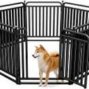 Puppy Playpen Dog Playpens Fence Outdoor Thickened Metal Tube, Low Threshold Dog Play Pen Indoors, 32" Height 8 Panels for Small/Medium/Large Dogs (Black)