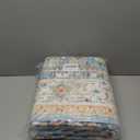 Boho Area Rugs 5x7 Washable Non-Slip,5 by 7 Low-Pile Retro Vintage Oriental Inspired Persian Style Bohemian Rug with Rubber Backing,Blue Carpet for Living Room,Bedroom,Dining Room Under Table,Office (Azure Ember)