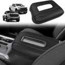 Muslogy Center Console Armrest Cover Fit for Chevy Silverado & GMC Sierra 1500 2500 3500 2022-2026 Accessories, Comfort Armrest Pad Console Lid Cushion Vegan Leather Regular Thick(Bucket Seat ONLY)