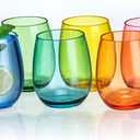 18oz Colorful Stemless Wines Cups, Shatter-Proof Acrylic Glasses Drinkware, Reusable Plastic Bar Glasses, BPA-Free, Dishwasher-Safe (Multicolor)