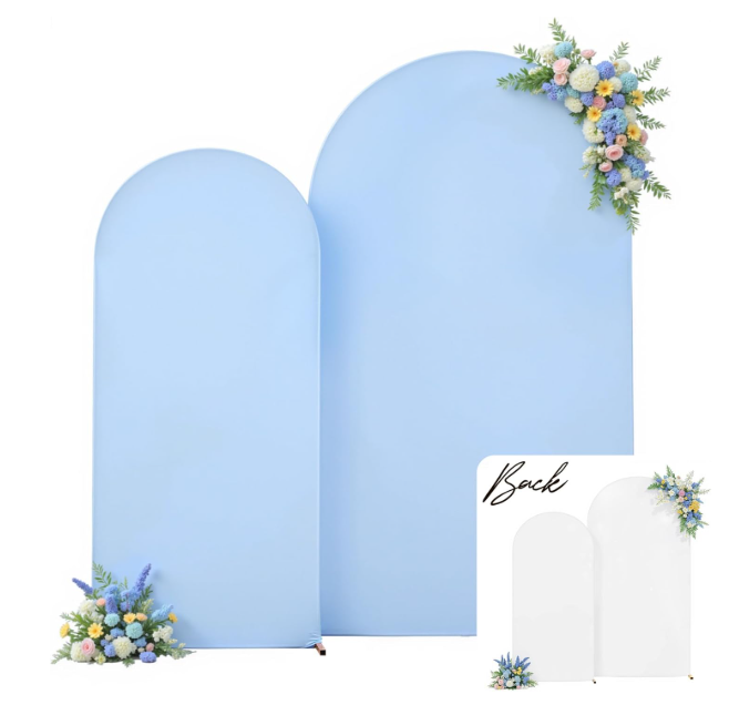 White and Blue Arch Backdrop Cover 7.2FT 6FT Wedding Arch Covers Set of 2 Spandex Fitted Fabric Backdrops Double-Color Arches Covers Stretchy Backdrop for Party Baby Shower Birthday Decoration
