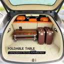 No Assembly Folding TV Tray Table C-Shaped Couch End Table with Cup Holder & Device Slots, Extra Wide Portable Laptop Desk for Eating, Working, Bed, Sofa, Rustic Wood