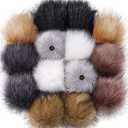 Bememo 14 Pieces Faux Fur Pom Pom Ball Fluffy Pompom Ball with Removable Press Button for Knitting Hat Gloves Keychains Accessories(Popular Mix Colors)