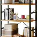 Sweetcrispy Book Shelf, 5 Tier Bookcase, Modern Tall Bookshelf for Garage Kit, CDs, Movies, Industrial Corner Storage Organizer for Bedroom Home Office Kitchen Living Room, Wood