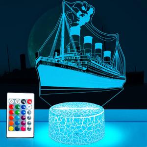 Titanic Night Light - Led Illusion Table Lamp with 16 RGB Colors & Remote Control Gifts for Boys & Girls Bedroom & Boat Party Decor Ideal Birthday, Xmas, Holiday Present