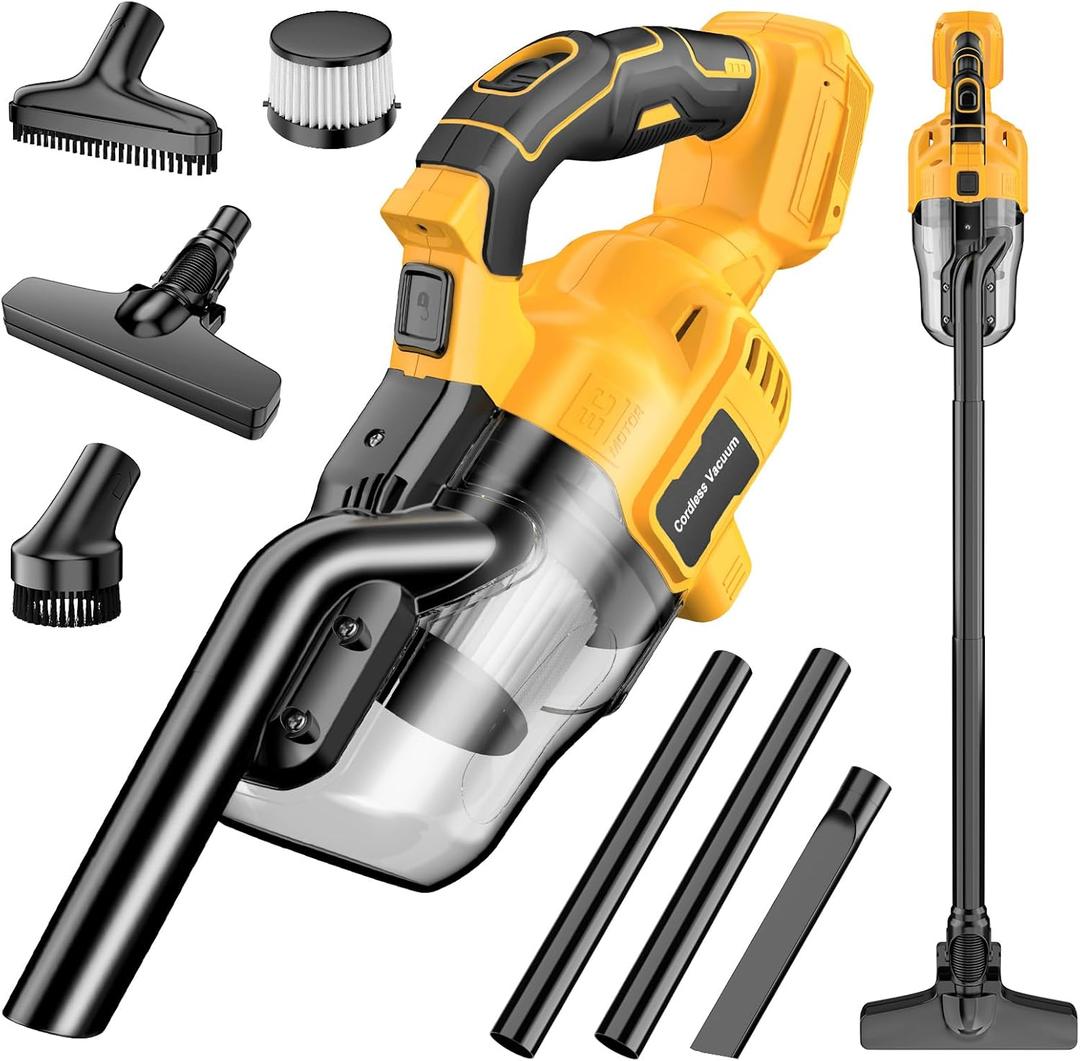 Cordless Handheld Vacuum Cleaner Compatible with DeWalt 20V Battery, 16000Pa Strong Suction, 2 HEPA Filters & 4 Nozzles, Lightweight Portable Vacuum for Car, Home, Garage  Tool Only