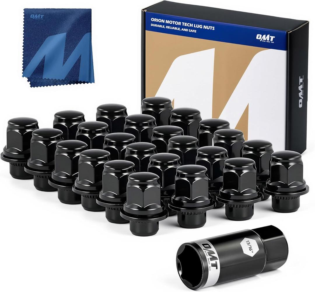 Orion Motor Tech M12x1.5 Lug Nuts, 12x1.5mm Mag Wheel Lug Nuts Compatible with Toyota Camry RAV4 Highlander Corolla Tacoma 4Runner Prius Sienna, Set of 24 (Black)