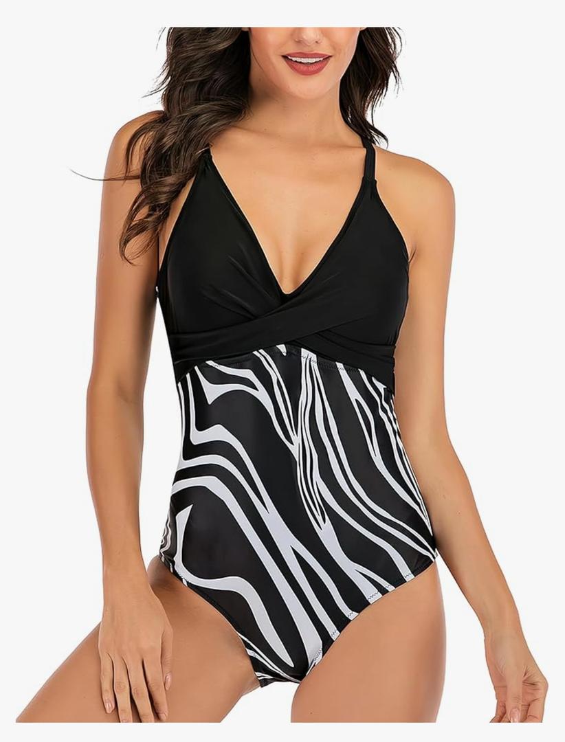 Women's One Piece Swimsuit Tummy Control Bathing Suits Sexy Cutout Swimwear Full Coverage Swim Suits for Women 2025 Large, Black