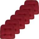 Sweet Home Collection Patio Cushions Outdoor Chair Pads Premium Comfortable Thick Fiber Fill Tufted 19" x 19" Seat Cover, 6 Pack, Red