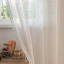 Boho Sheer Lace Curtains 84 Inch Length 2 Panels Set with Tassel Trim Semi Sheer Ivory White Light Filtering Vintage Bohemian Curtains for Living Room Bedroom Nursery home Decor Rod Pocket 54x84