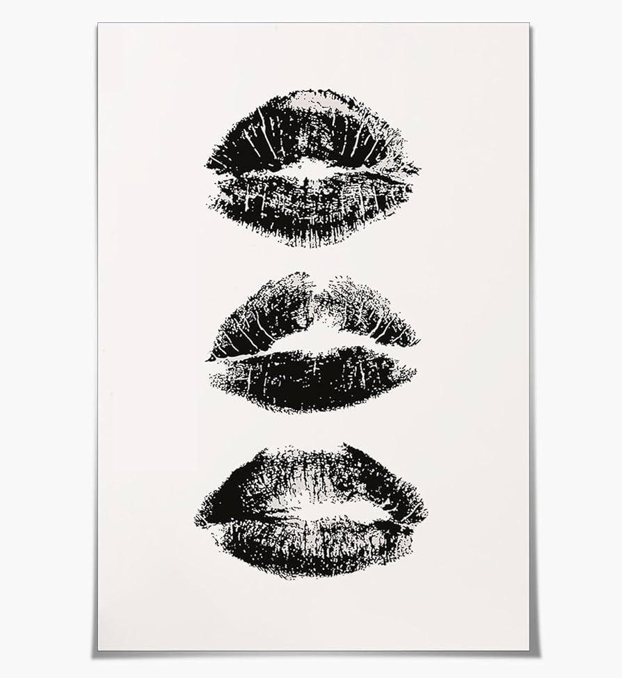 Stylish Black Lips Print for Wall Art Decor - Ideal for Powder Rooms, Dorm Rooms and Bedrooms, Preppy Black Lips Wall Poster for Women with Trendy and Stylish Designs