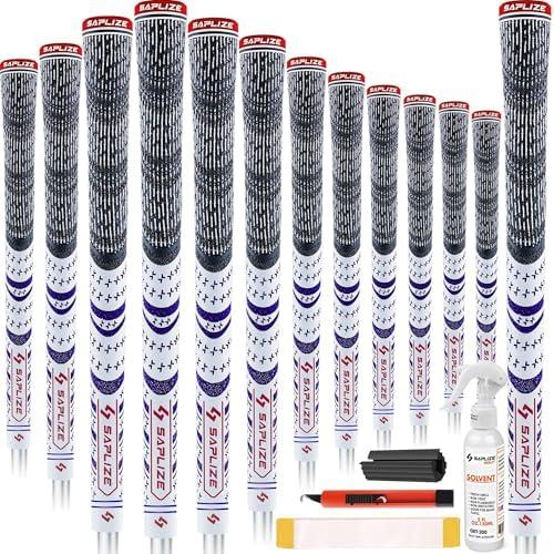 SAPLIZE Cross Cord Golf Grips Set of 13 Grips with Tape or Full Regripping Kit, Std/Mid/Jumbo, Low Taper Design, Multi-compound Hybrid, Anti-Slip Golf Club Grips, CL03 Series