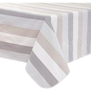 Heavy Duty Vinyl Tablecloth with Flannel Backing Waterproof Oil-Proof Plastic Table Cloth Stain-Resistant Wipeable Rectangle or Square Table Cover for Indoor and Outdoor (Line,54x54 Inch)