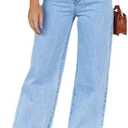 Women's Wide Leg Jeans Low Waisted Strechy Baggy Loose Boyfriend Denim Pants (Blue, XXL)