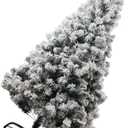 1pc Flocked Christmas Tree Decoration Artificial Xmas Tree Adornment for Home Party and Shop Festive Atmosphere (180X110CM)