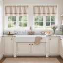 jinchan Linen Farmhouse Valances for Living Room Windows 16 Inch Slubbed Crossed Double Layer Window Valances Light Filtering Rustic Country Overlay Rod Pocket 2 Panels Blush Beige