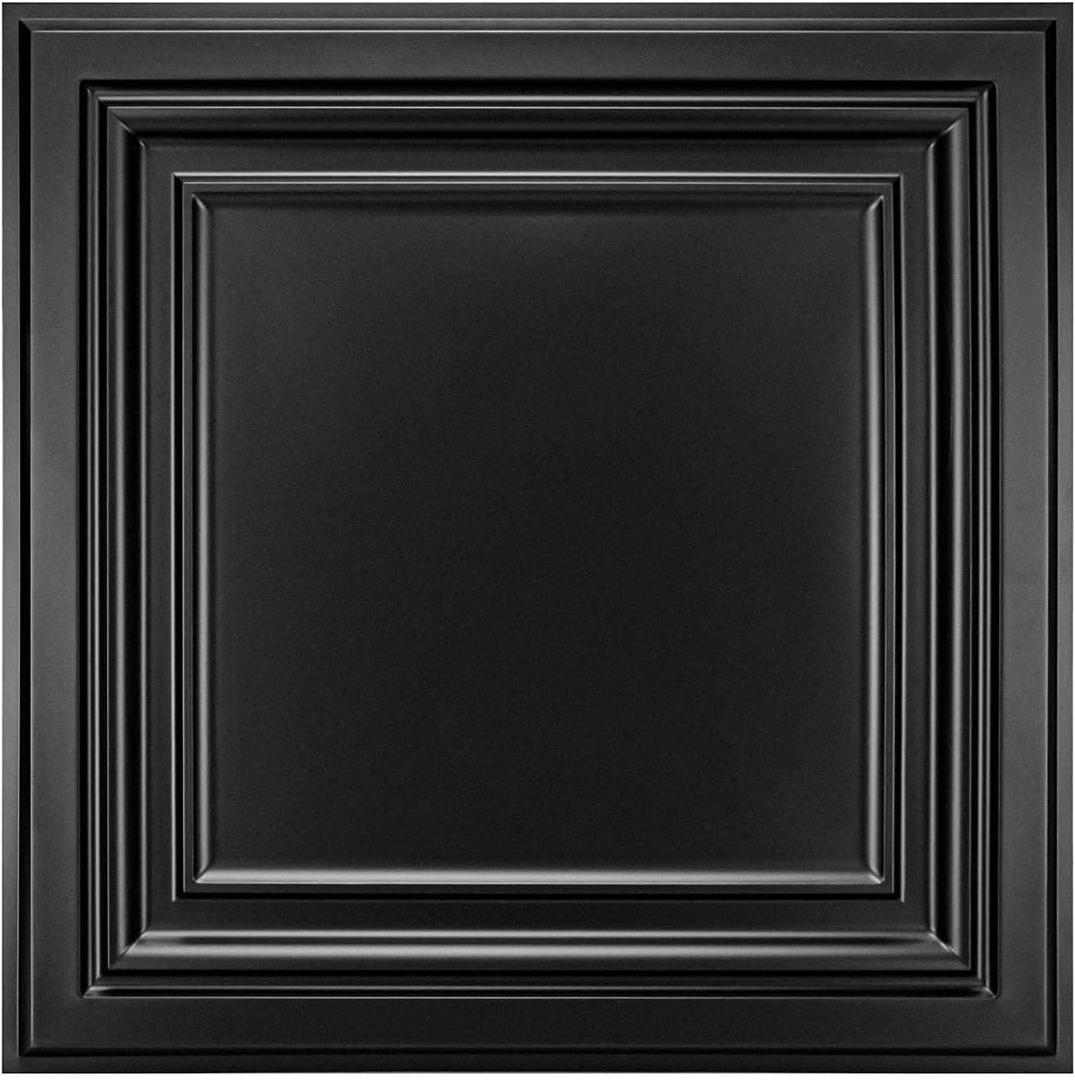 Art3d PVC Ceiling Tiles, 2'x2' Plastic Sheet in Black (12-Pack), 24"x24"