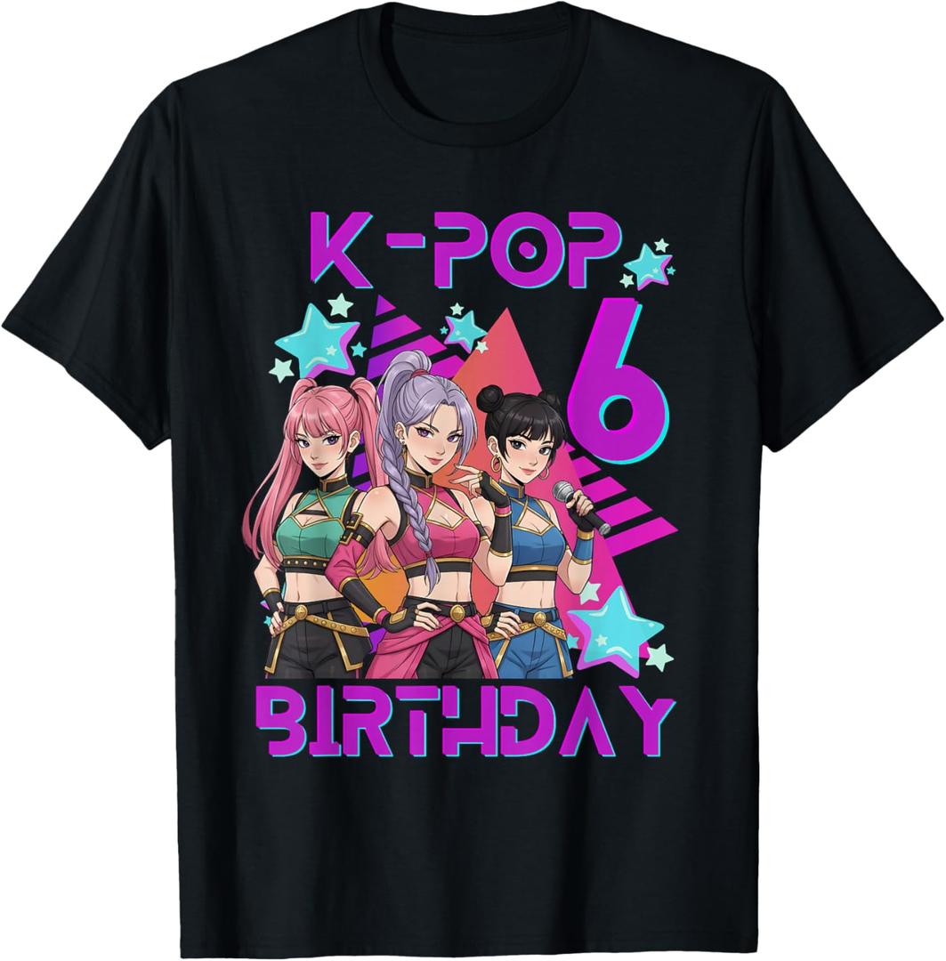6 Years Old Birthday K pop Kids 6th Birthday Girls K-pop T-Shirt M