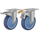 5" Inch Stainless Steel Caster Wheels Maintenance-Free SUS 304 Washable Heavy Duty Casters Total Lock Brake Anti-Corrosion Waterproof Caster Wheels for Restaurants, Labs, Hospitals-2 Packs