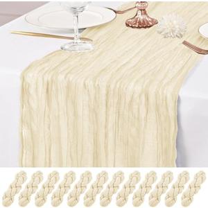 7 Pack Ivory Table Runner 10Ft Cheesecloth Table Runner Rustic Gauze Table Runners Romantic Long Cream Sheer Fabric Cheese Cloth Table Runners for Wedding Party Bridal Baby Shower