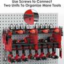 CCCEI Modular Power Tool Organizer Wall Mount with Charging Station. Garage Drill Storage Shelf with Hooks, Heavy Duty Rack, Tool Battery Holder Built in 8 Outlet. Gift for Men. Red, 1 Pack.