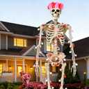 12 Foot Skeleton Valentine's Day Outfit Giant 12FT Skeleton Clothes Accessories Including Red Pink Wreath Heart Balloon 19.5 FT Hearts Lights for for Valentine's Day Garden Lawn Indoor Outdoor Decor