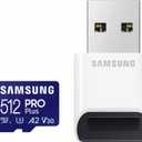Samsung PRO Plus microSD Memory Card + Reader, 512GB MicroSDXC, Up to 180 MB/s, Full HD & 4K UHD, UHS-I, C10, U3, V30, A2 for Android Phones, Tablets, GoPRO, DJI Drone, MB-MD512SB/AM, 2023