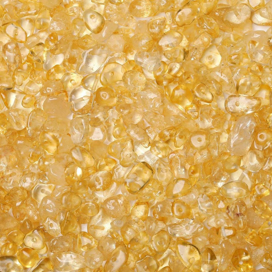LAIDANLA Citrine 400pcs Natural Chip Stone Beads 5-8mm Healing Crystal Irregular Gemstones Drilled DIY Loose Rocks Bead Crystal for Bracelet Earrings Necklace Jewelry Making Crafting