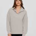 Glamaker Womens Sweatshirts Casual Essentials Pullover Fall Half Zip Tops Preppy Shirt Long Sleeve Fashion Clothes (Beige, S)