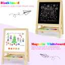 Kids Tabletop Double-Sided Wooden Art Easel - Chalkboard & Whiteboard Painting Board for Toddlers, Dry-Erase Classroom Desk Easel with Chalk, Markers, Eraser, Magnetic Letters/Numbers & Flashcards, 15.1 inches x 10.7 inches x 7.6 inches