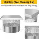 GAOMON Chimney Cap, 10 Inch Round Chimney Cap With Screen, Stainless Steel Fireplace Chimney Flue Caps, Chimney Cover for Vents, Rain Cap for All-Round Chimney