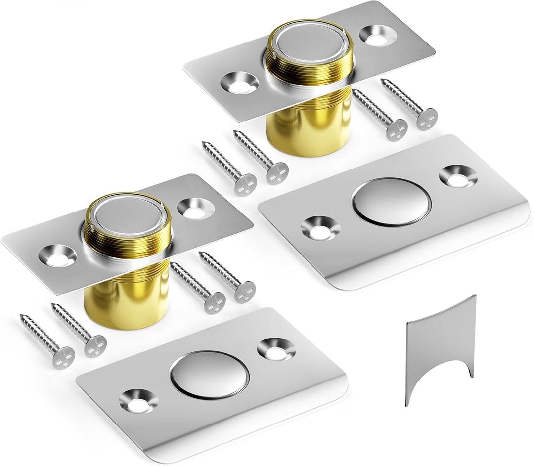 Tonitrui Silent Ball Catch, Adjustable Strong Magnet Door CatchUsing Noise Free, Replacing Door Ball Catch, with Identical Installation Dimension(2 Pack, Silver)