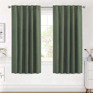 H.VERSAILTEX Blackout Curtains Thermal Insulated Window Treatment Panels Room Darkening Blackout Drapes for Living Room Back Tab/Rod Pocket Bedroom Draperies (2 Panels, Bronze Green, 42 x 63 Inch)