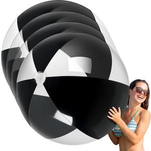 Ceenna 4 Pcs Inflatable Large Beach Ball 5 Feet Giant Pool Toy Balls Summer Swimming Toys Parties PVC Plastic Jumbo Ball for Adult Family Pool Float Birthday Game Decoration (Black)