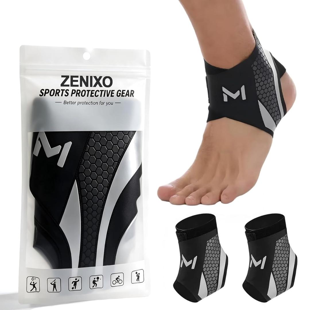 Ankle Brace.Adjustable Velcro Stabilizer, Compression Sleeve for Sprain Relief, Arch and Heel Support, for Running, Walking, Sports.（2 PCS）