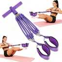 Pedal Resistance Band with Handle - 8-Tube Adjustable (20-80LBS) for Full Body Workout, Home Gym, Yoga & Strength Training Non-Slip Grips & Foot Pedal (Purple)