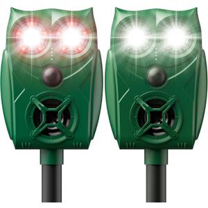 Solar-Powered Ultrasonic Animal Repellent with Motion Sensor, Waterproof Deer Repellent Device with Visual Indicator for Outdoor Yards, Garden, Effective to Repel Deer, Coyotes, Raccoons, and Cats