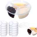10 Pcs 3 Compartment Snack Container, Reusable Snack Containers With Lids, Transparently Portable Three-Compartment Dipping Sauce Box For Dips, Condiment, Fruits