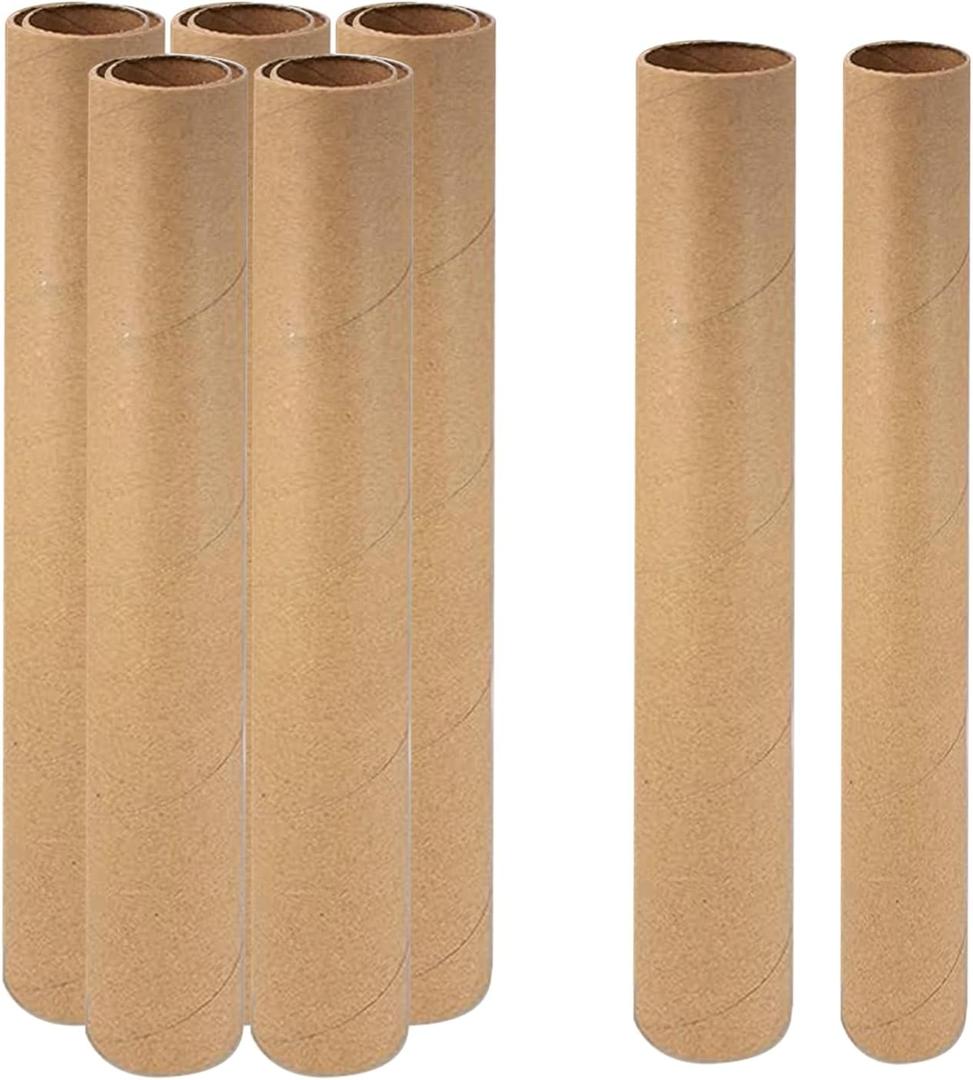 12 PCS Cardboard Tubes for Crafts Two Size, Empty Toilet Paper Rolls for Art Projects, DIY Brown Crafting Paper Roll for Classrooms Dioramas Decorations, 5pcs 1.37x15.7In and 5pcs 1.77x15.7In