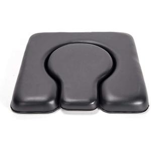 PU Commode Seat Cushion, Black Padded Cushion for Bedside Commodes, Chair, Shower Wheelchair, C Shape, 16.92x16.92x1.95 Inch