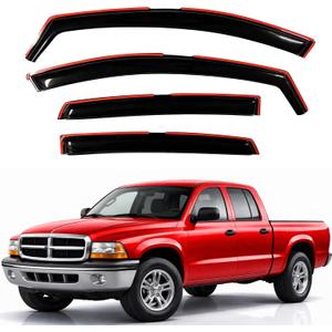 KPY Rain Guards Fit for 2000-2004 Dodge Dakota Quad Cab, in-Channel Window Visors Vent Wind Deflectors 4PC, Truck Accessories for 00-04 Dakota (Crew Cab Only)