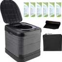 Large Portable Toilet for Adults - 400lb Capacity Portable Camping Toilet for Adults with Lid - Folding Travel Potty for Car Roadtrip, Beach, Camp or Emergency - Camping Essentials by Wakeman Outdoors