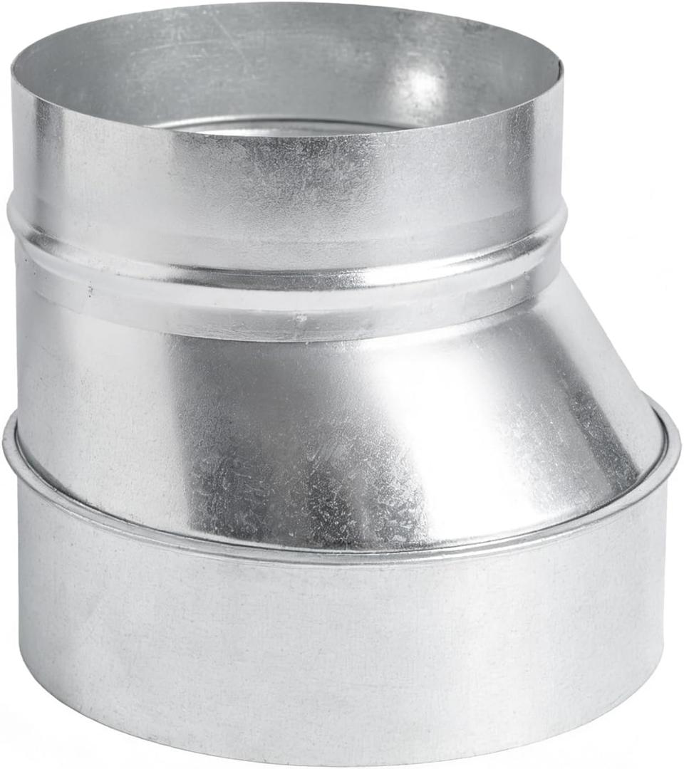 7" to 6" Inch Eccentric Duct Reducer & Increaser, Galvanized Offset Air Ducting Adapter, Round Metal Pipe Connector for Kitchen Range Hood, Bathroom Fan & Ventilation Systems