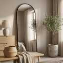57"x18" Floor Mirror Full Length, Arched Full Length Mirror with Stand, Full Body Mirrors for Bedroom Living Room or Cloakroom Black