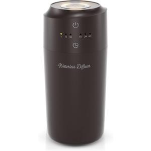 Waterless Diffuser for Essential Oil, Battery Operated Aromatherapy Diffuser, Waterless Essential Oil Diffuser with 3 Mist Intensity & 3 Timers, Wireless Scent Diffusers for Home, Car, Office (Brown)