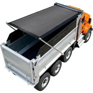 Dump Truck Mesh Tarp 7'x16' Durable Dump Trailer Tarp Opening Shade Truck Bed Cover with Grommets, Heavy Duty Black Cover with 2 Pockets for Easy Installation