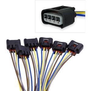Pack-6 Ignition Coil Connector Plug Harness, Compatible with Toyota Camry Corolla Reiz Camry RAV4 (Black)