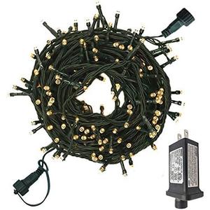 YASENN Christmas String Lights 200LED 66Ft Connectable Plugin Waterproof Fairy Lights 8 Lighting Modes for Garden Xmas Tree Wedding Wreath Party Decoration (Warm White LED Green Cable)